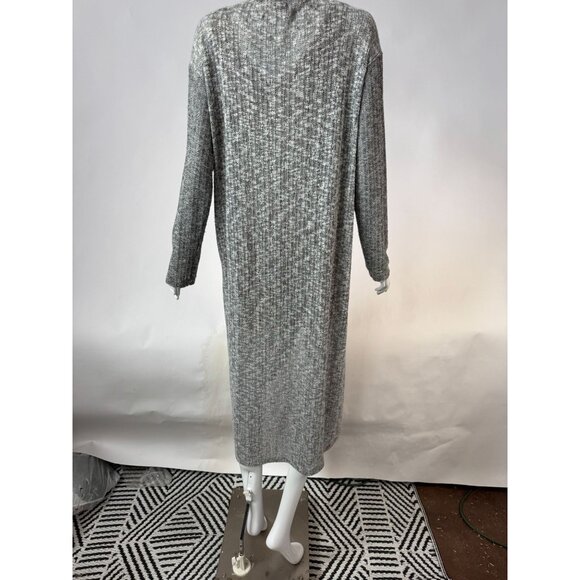 Anthropologie Gray Textured Knit Long Open Cardigan Large - Picture 9 of 16